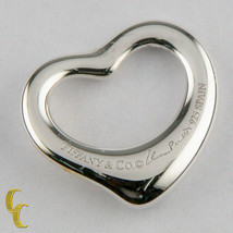 Tiffany &amp; Co. Sterling Silver Elsa Peretti Open Heart Pendant Small Size 16 mm - £117.70 GBP