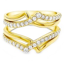 0.92 Karat Künstlicher Diamant Unendlichkeit Bei Ring 14K Gelbgold Versilbert - £70.78 GBP