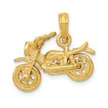 14K Yellow Gold 3D Moveable Motorcycle Pendant Jewelry 15.7mm x 19.5mm - $219.00