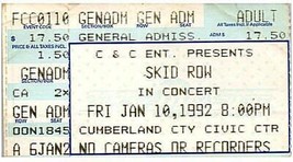 Skid Reihe Ticket Stumpf Januar 10 1992 Fayetteville North Carolina - $39.58