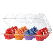 Plastic Cupcake Containers Boxes | 12 Compartment  8 Pack | Disposable High Dome - £27.16 GBP