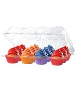 Plastic Cupcake Containers Boxes | 12 Compartment  8 Pack | Disposable H... - £26.79 GBP