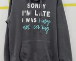Wound Up Juniors &#39;Busy Not Caring&#39; Graphic Hoodie, Gray Size L/G(11-13) - $18.80