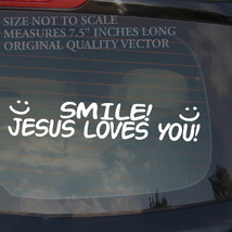 Smile! Jesus Loves You Christian Christ Religion Funny Cute Decal Sticker 7.5&quot; - £3.15 GBP