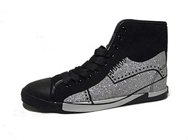 BE&amp;D by Maison Dumain Glitter Silver Shoe on Black Canvas Men Casual or ... - $49.99