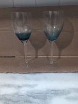 Pier One White Wine Glass Set, Teal Aqua Blue Bubble Ombré Glasses, Coastal - £31.19 GBP