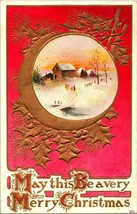 Vtg Postcard 1910s - May This Be a Very Merry Christmas Embossed Gilded Unused - £5.56 GBP
