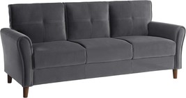 Lexicon Morgan 80&quot; W Velvet Living Room Sofa Couch, Gray - £552.32 GBP