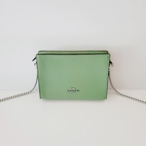 Coach CR238 Pebbled Leather Slim Crossbody Handbag Clutch Soft Green - $118.06