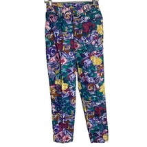 Vintage 90s Paris Blues High Rise Denim Jeans 26 Multicolored Floral Tapered - £33.46 GBP