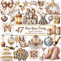 New Year Party Clipart | Blush, Gold &amp; Champagne PNGs (Digital Download) - $5.07 CAD