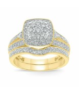 14K Yellow Gold Plated Silver 1.32Ct Diamond Simulated Engagement Weddin... - £77.67 GBP