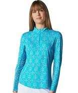 NWT G LIFESTYLE STAINED GLASS CARIBBEAN TURQUOISE Long Sleeve Mock S M L... - $1,046.98 MXN