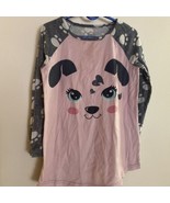 Wonder Nation Girls Shirt XS 4 5 Pink Gray Dog Face On Front Longsleeve - £3.95 GBP