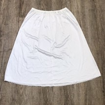 Vanity Fair Vintage Satin Skirt Slip ~ Sz S ~ White ~ Elastic Waist ~Knee Length - £10.53 GBP