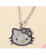Rhinestone Crystal HELLO KITTY Necklace ♡ Sanrio Charm Pendant ✩ SPARKLE... - $9.89