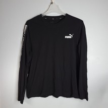 Puma Shirt Mens XL Black Long Sleeve Crew Neck Words on Front and Sleeve - £11.93 GBP