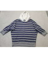 I Love H81 Hoodie Girls Large Multi Striped Lined Knit Dolman Sleeve Pul... - $13.99