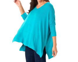 Laurie Felt Fuse Modal Oversized Ribbed Knit Pullover Top- OCEAN BLUE, XS / S - £22.48 GBP