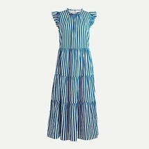 NWT Womens Size XS J. Crew Multicolor Tiered Cotton Dobby Dress in Cape Stripe - £39.01 GBP