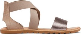 SOREL Women&#39;s Ella II Sandal Size 10 Metallic Leather Elastic Cross Stra... - $37.68 CAD