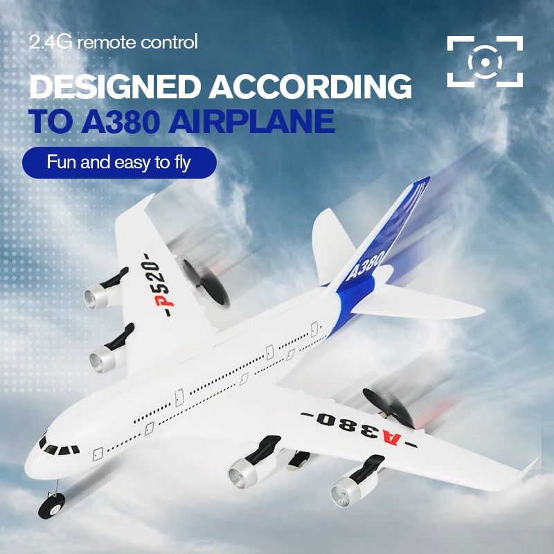 Hot Gyro Airplane Airbus A380 P520 RC Airplane Foam Toys 2.4G Fixed Wing Plane - £52.64 GBP+