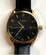 NIXON The Bullet Leather Gold-Tone w/ Black Dial Unisex Watch (A473-519) - $1,330.33 MXN