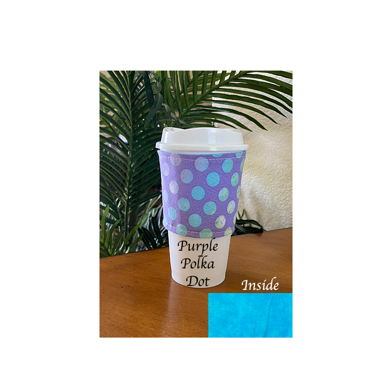 Purple Polka Dot Reusable Coffee Cozy - £3.10 GBP