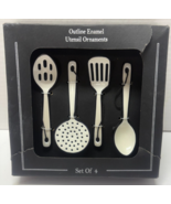 Mason Grove Set 4 Enameled Kitchen Utensil Spatula Strainer Spoon Orname... - $279.53 MXN