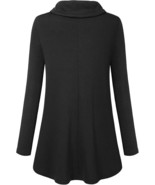 Bulotus Women&#39;s Long Sleeve Cowl Neck Tunic Top with Pockets Black Size L - $12.51
