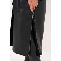 Vinci The Raven Long Shearling Black Leather Women Leather Jacket image 15