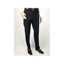Men's MANTONI Flat Front Pants 100% Wool Super 140's Classic Fit 40901 Navy Blue image 2