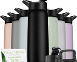 Triple-Insulated Stainless Steel Water Bottle 25Oz. With 3 Lids, Bpa-Fre... - $18.99