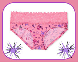 XXL Pink Charm Print LOGO Wide Lace Waist Victorias Secret Hiphugger Brief Panty - £8.64 GBP