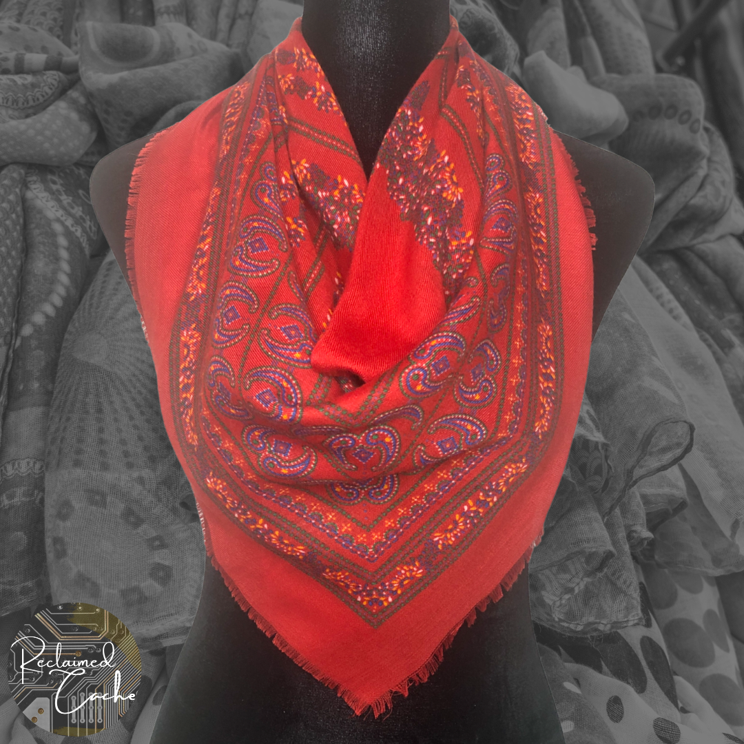 Primary image for The Specialty House Red Fringe Multifunction Printed Fashion Scarf Neckerchief