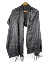 Talbots Scarf Wrap 100% Silk Dark Gray Paisley NEW Fringe Piano Shawl Ev... - $937.42 MXN