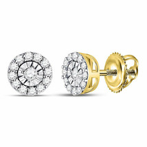 14kt Yellow Gold Womens Round Diamond Halo Earrings 1/4 Cttw - £326.91 GBP