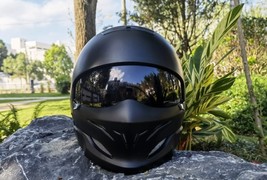 Scorpion Black Helmet Detachable Combination Motorcycle Half Predator Helm - £60.11 GBP+