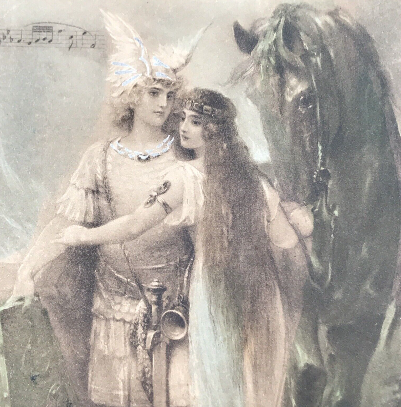 Primary image for 1905 Twilight of the Gods Art Postcard Prelude Siegfried Leaves Brunnhilde