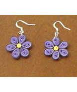 Paper Quilled handcrafted Purple flower Earrings New - £12.01 GBP