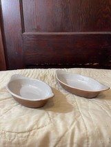 Set of 2 Hall 527 Au gratin Dishes Brown Ceramic USA Augratin Baking Dishes - £10.83 GBP