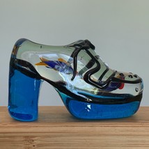 Blue Art Glass Shoe Figurine Swimming Aquarium Fish Handmade Paperweight Artwork - £19.07 GBP