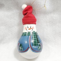 Cute Handpainted SNOWMAN Stocking Cap Light Bulb Christmas Ornament Sign... - $188.58 MXN