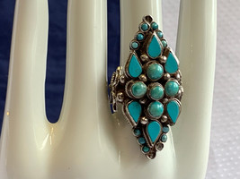Sterling Silver Turquoise Ring 16.32g Fine Jewelry Size 7 Band - £95.50 GBP