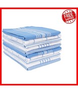 Soft &amp; Absorbent 18x28 Kitchen Towels - Set of 10 French Blue Geometric ... - $57.83 CAD