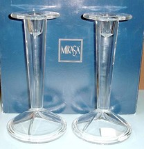 Mikasa Valcourt 10&quot; Tall Candlestick Holders 2PC Austrian Lead Crystal New - £22.72 GBP
