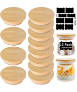 Oui Yogurt Jar Lids-12 Pack Oui Lids-Natural Bamboo Wood with Silicone S... - £15.91 GBP