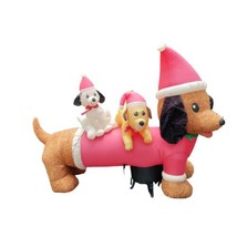 Vintage Flocked Holiday Living Inflatable Dog Christmas Lighted 4.92 Ft Outdoor - £60.36 GBP