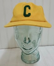 Vtg ADJ Trucker Hat Yellow / Gold Green C School College Mesh Snapback C... - $28.53