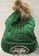 NFL New York Jets Cuffed Womans Meeko Knit Beanie Cap Hat Pompom &#39;47 Bra... - $29.99